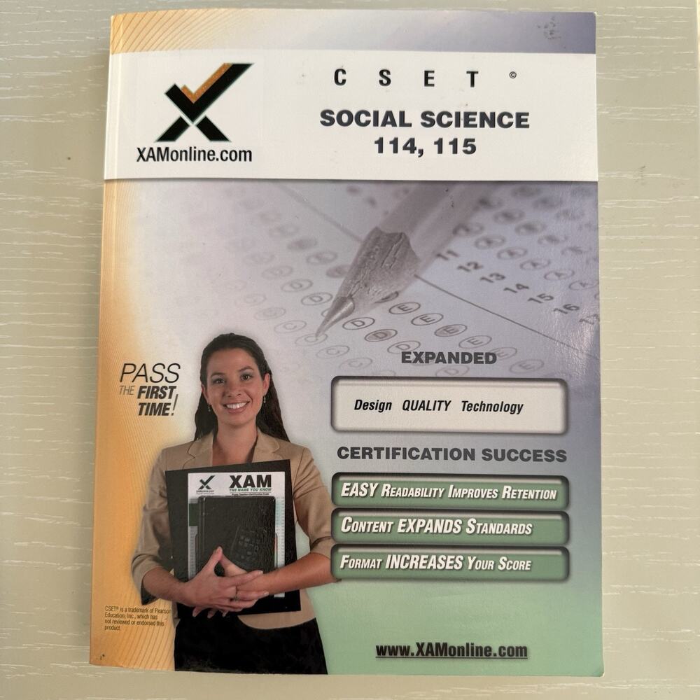 CSET Social Science 114-115 Teacher Certification Test Prep Study Guide GOOD